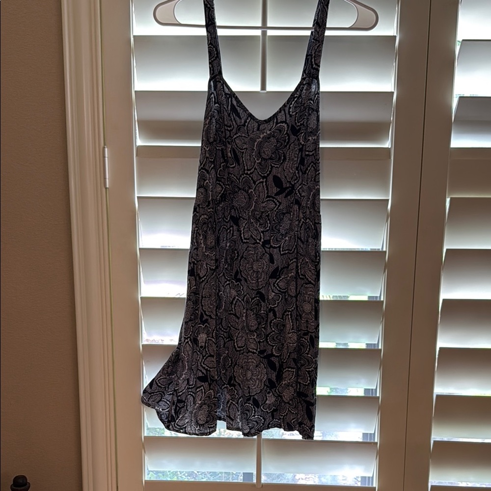 Floral sun dress in navy and white